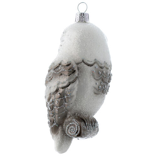 Blown glass Christmas ornament, snowy owl 3