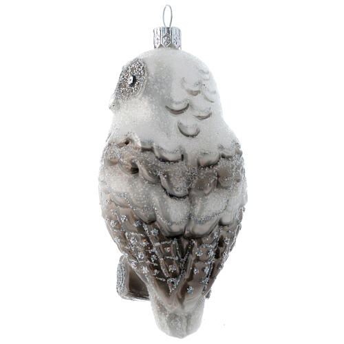 Blown glass Christmas ornament, snowy owl 4