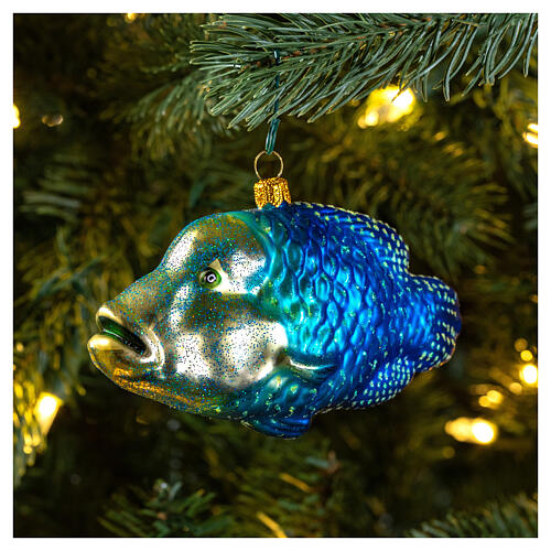 Blown glass Christmas ornament, humphead wrasse 2