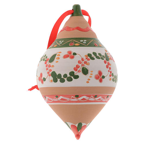 Double pointed Christmas tree bauble in terracotta 120 mm 1