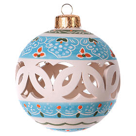 Christmas ball in white decorated terracotta diam. 80 mm