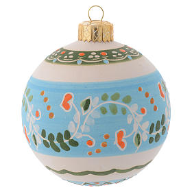 Bola branca redonda para árvore Natal terracota Deruta 80 mm
