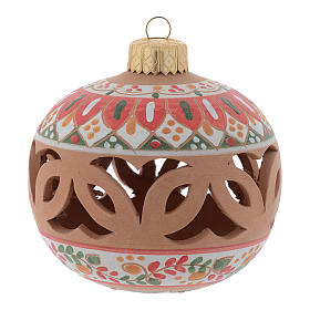Drilled country terracotta Christmas bauble Deruta 80 mm