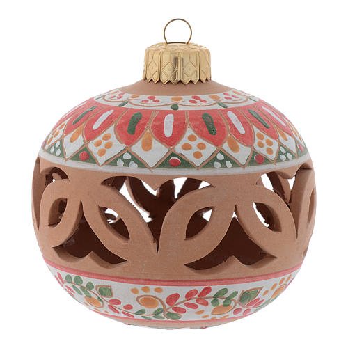 Drilled country terracotta Christmas bauble Deruta 80 mm 1