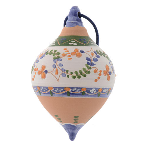 Pallina a doppia punta per Natale terracotta Deruta 100 mm 1