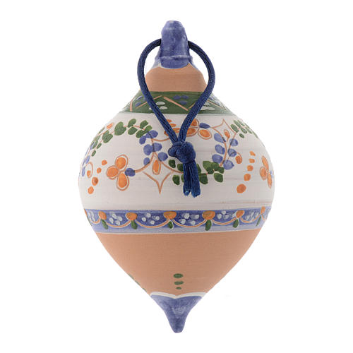 Pallina a doppia punta per Natale terracotta Deruta 100 mm 2