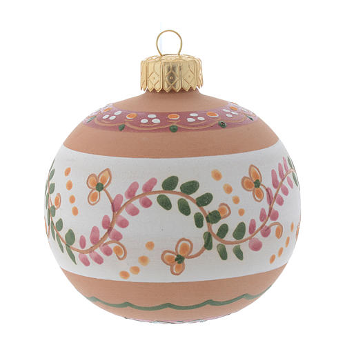 Country style Christmas bauble in terracotta from Deruta 80 mm 1
