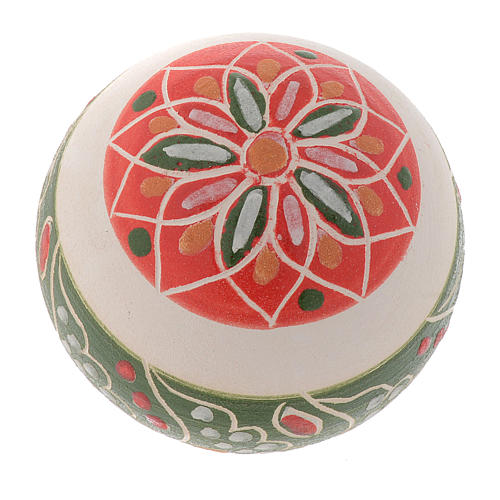 White Christmas bauble in terracotta from Deruta 50 mm 2