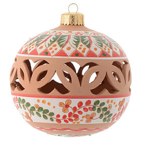 Red Christmas tree ball in terracotta from Deruta 100 mm