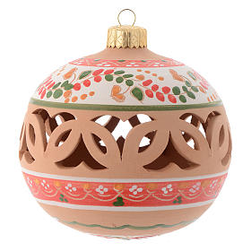 Drilled Christmas tree ball in terracotta 100 mm