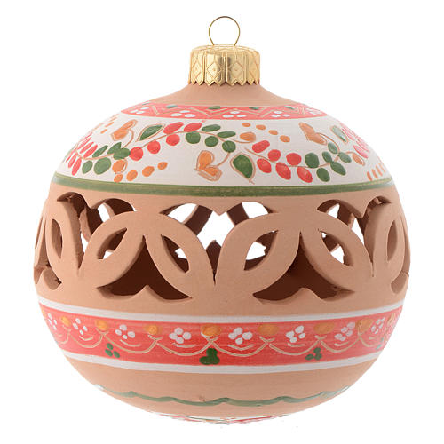 Drilled Christmas tree ball in terracotta 100 mm 1