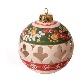 Drilled Christmas bauble in terracotta from Deruta 80 cm green