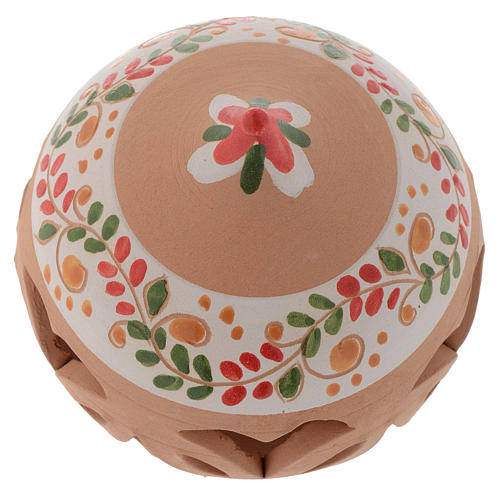 Drilled Christmas ball in terracotta from Deruta 80 cm red 2