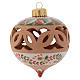 Drilled Christmas ball in terracotta from Deruta 80 cm red s1
