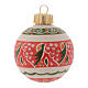 Christmas bauble with decorated bands 60 mm red s1