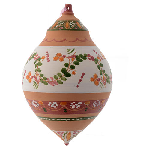 Double pointed Christmas bauble in terracotta from Deruta 150 mm 1