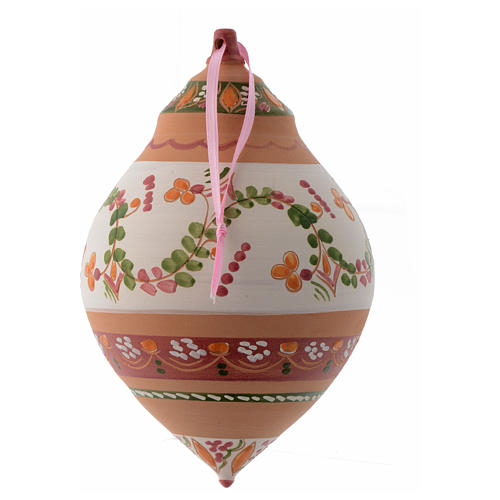 Double pointed Christmas bauble in terracotta from Deruta 150 mm 2