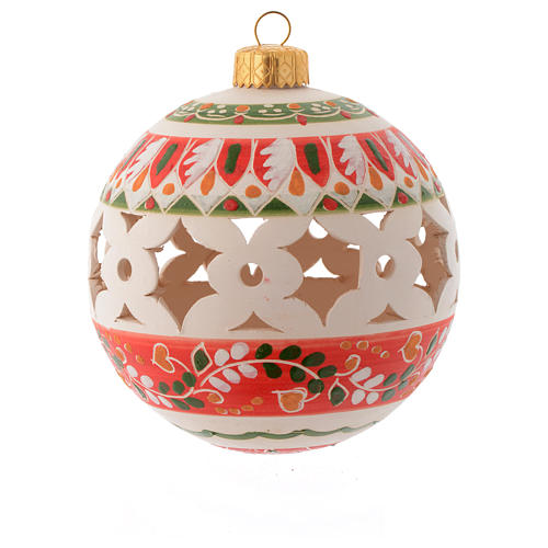 Country style Christmas bauble 100 mm with red decoration 1