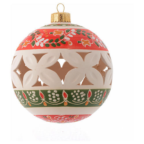 Country style drilled Christmas bauble in terracotta 100 mm 1