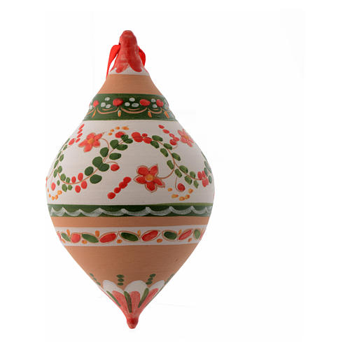 Double pointed Christmas bauble with two points in terracotta 120 mm 1