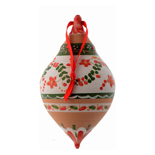 Double pointed Christmas bauble with two points in terracotta 120 mm 2