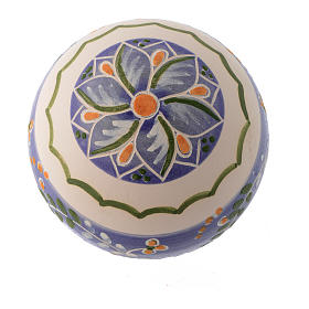 Blue terracotta Christmas bauble with a band in terracotta 80 mm