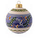 Blue terracotta Christmas bauble with a band in terracotta 80 mm s1