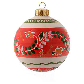 Red terracotta Christmas bauble in terracotta 100 mm