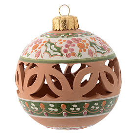 Drilled Christmas bauble in terracotta 80 mm