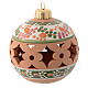 Drilled round Christmas ball in terracotta 80 mm antique pink s2