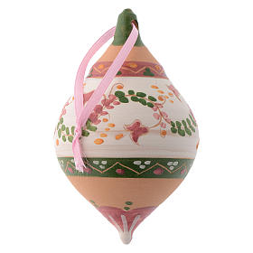 Christmas bauble with a terracotta band with pink decorations 100 mm
