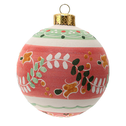 Red round Christmas bauble in terracotta 3