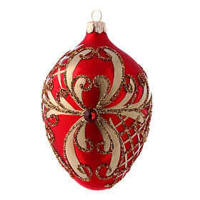 Egg shaped red and gold Christmas tree ball 130 mm