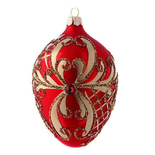 Egg shaped red and gold Christmas tree ball 130 mm 1