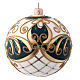Green white and gold Christmas ball in blown glass 100 mm s2