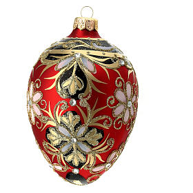 Christmas bauble red egg shaped 130 mm gold red and black