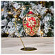 Bola de Natal ovo vidro soprado ouro preto vermelho 130 mm s2