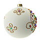 Boule Noël blanche en verre soufflé et décors dorés 100 mm s3