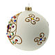 White Christmas ball in blown glass and golden decorations sized 100 mm s2
