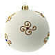 White Christmas ball in blown glass and golden decorations sized 100 mm s4