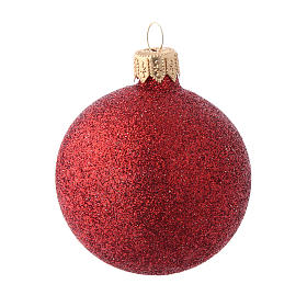 Christmas bauble red glass 60 mm set of 12 pieces assorted decorations