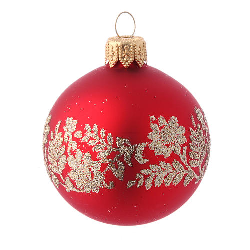 Christmas bauble red glass 60 mm set of 12 pieces assorted decorations 3