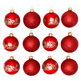 Palline vetro rosse 60 mm scatola 12 pz assortiti