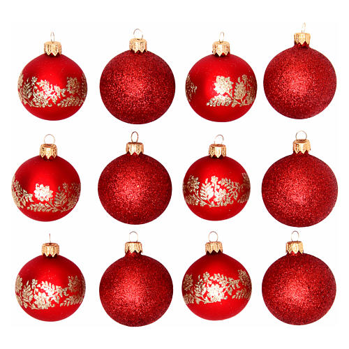 Palline vetro rosse 60 mm scatola 12 pz assortiti 1