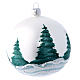 Weihnachtsbaumkugel aus mundgeblasenem Glas Grundton Weiß Motiv Winterlandschaft 100 mm s2