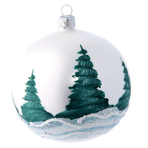 Christmas ball in white landscape and decoupage 100 mm 2