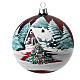 Weihnachtsbaumkugel aus mundgeblasenem Glas Grundton Bordeaux Motiv schneebedeckte Häuser 100 mm s2