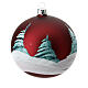 Weihnachtsbaumkugel aus mundgeblasenem Glas Grundton Bordeaux Motiv schneebedeckte Häuser 100 mm s7