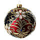 Weihnachtsbaumkugel aus Glas Grundton Rot mit goldenen und blauen floralen Motiven 100 mm s2