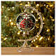 Weihnachtsbaumkugel aus Glas Grundton Rot mit goldenen und blauen floralen Motiven 100 mm s3